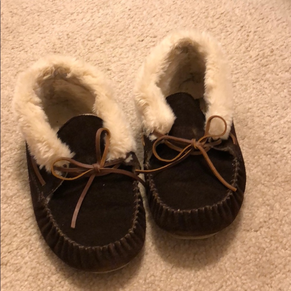 Chocolate brown Minne Tonka slippers
